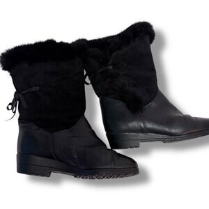 Blondo Audrey Womens Boots Black Leather Suede Sherling Fur Lined Winter Sz 8